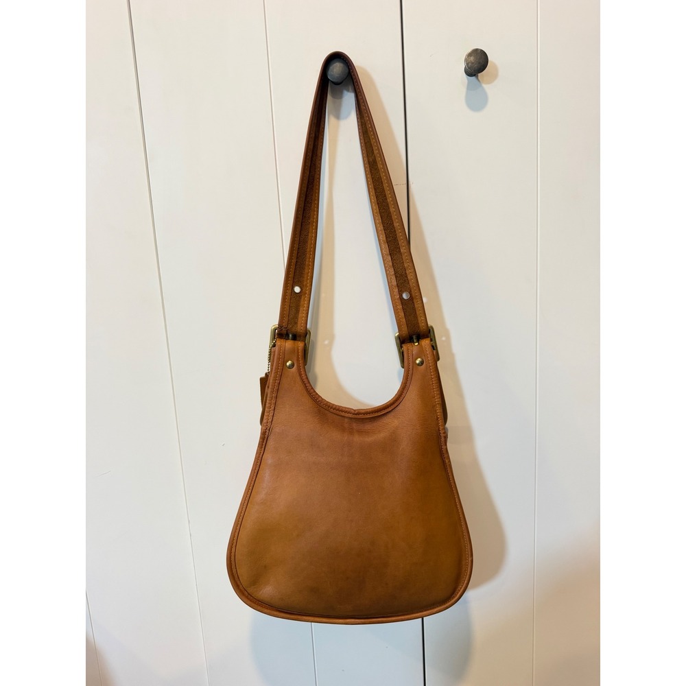 Vtg Rare Coach NYC Crescent Saddle Bag Tan Leather Bonnie Cashin Era Pre-Creed - Picture 3 of 15